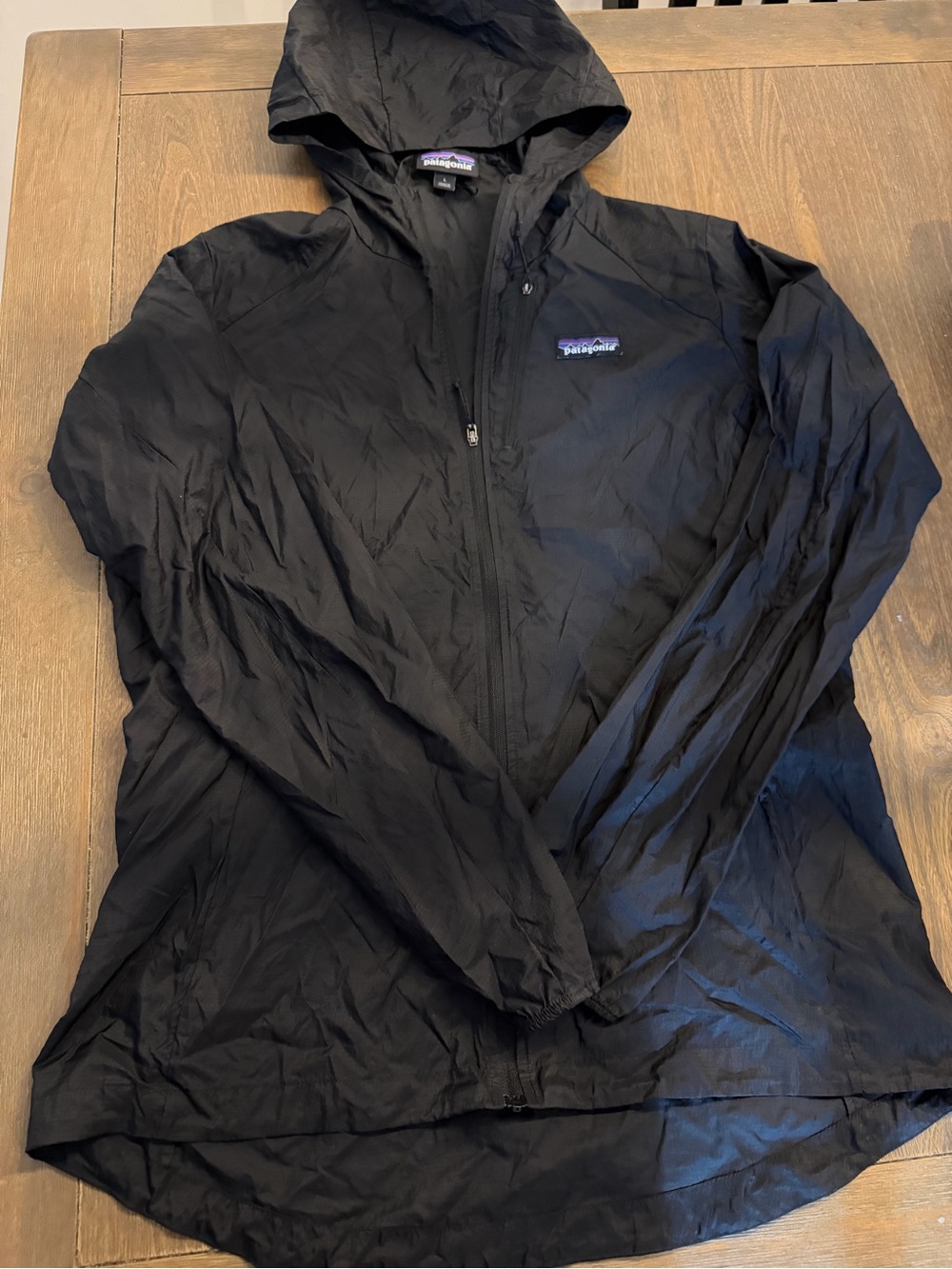 Patagonia Men’s Houdini Jacket Black Hooded Windbreaker Full Zip Size L